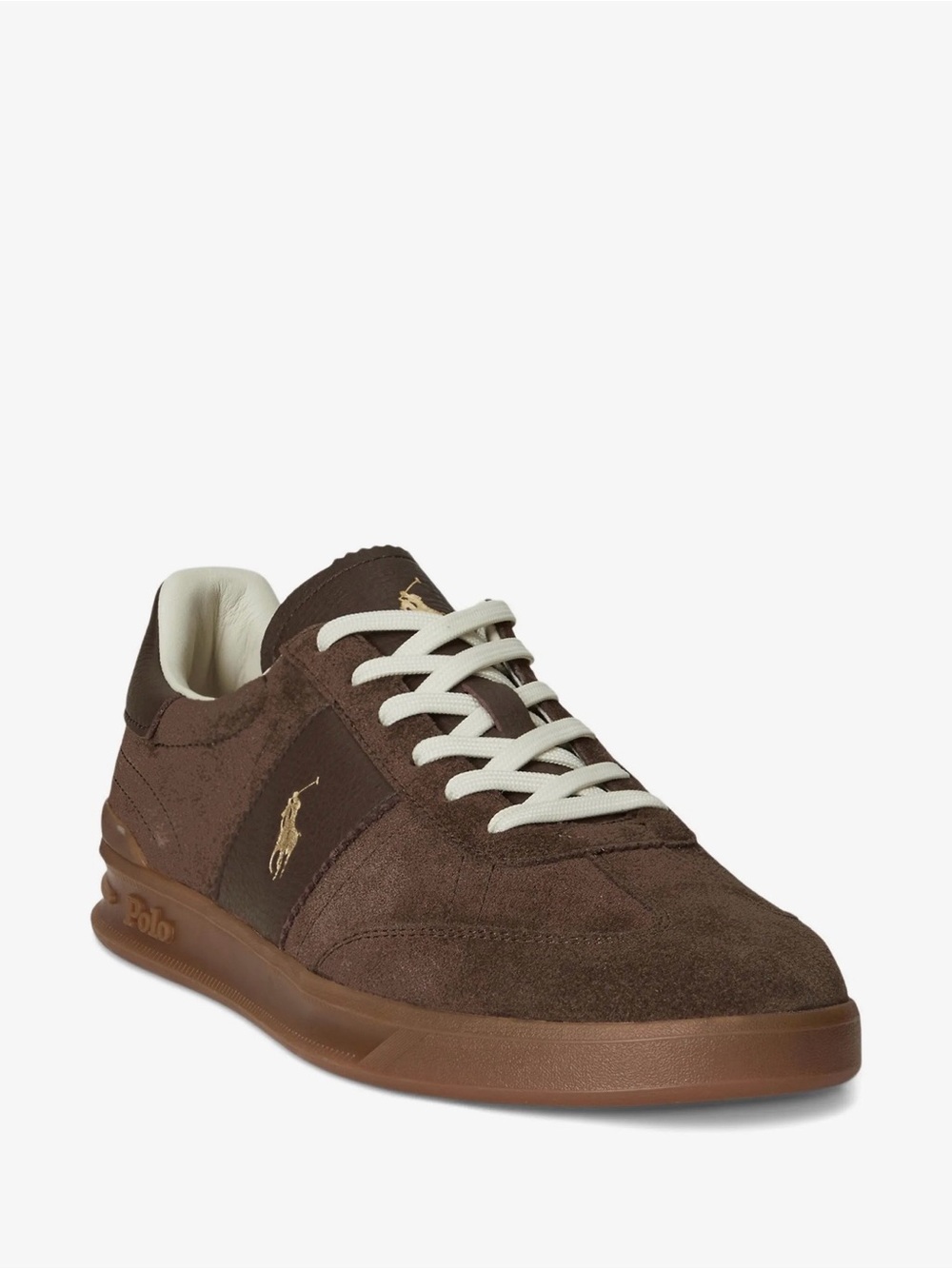 Polo by Ralph Lauren Brown Suede Low-Top Sneaker with Cream Laces